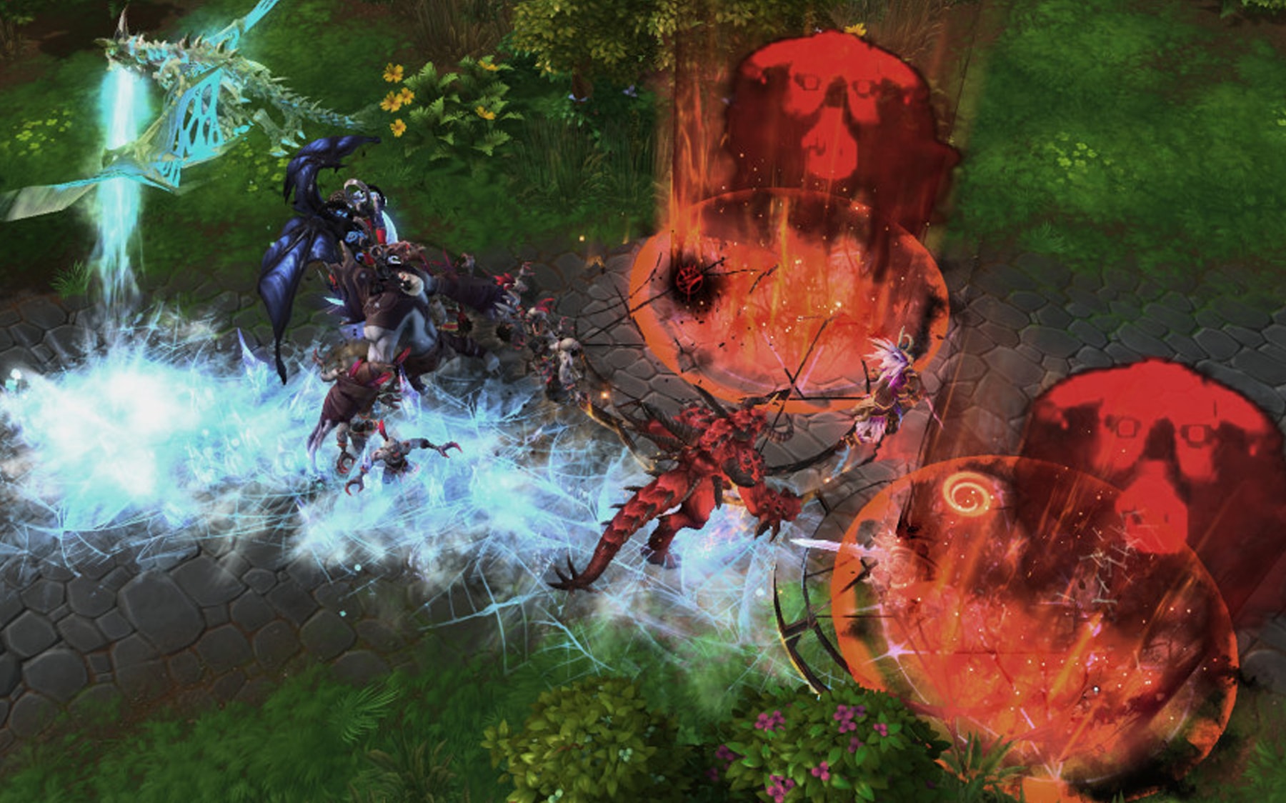 Screenshot from Heroes of the Storm of a battle in a forest