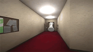 A gif of gameplay from Museum of Simulated Technology, featuring a chess piece scaling up and down depending on your perspective
