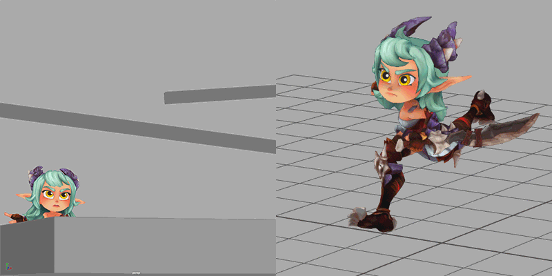 A GIF animation of a character Thammawan animated named Wyrmgirl, running and flipping.