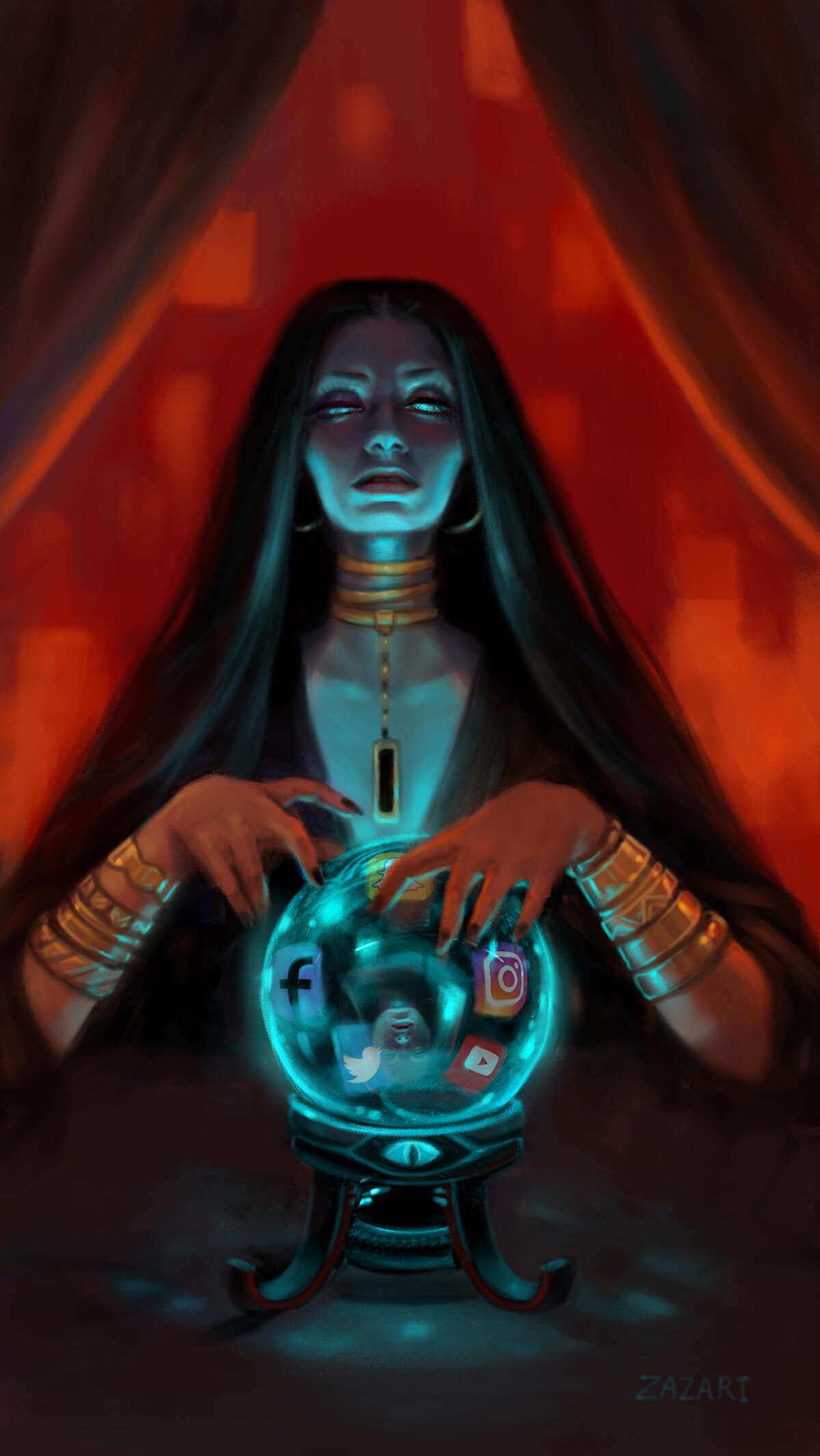 'Fortune Teller' digital painting by Zahra Haghiri.