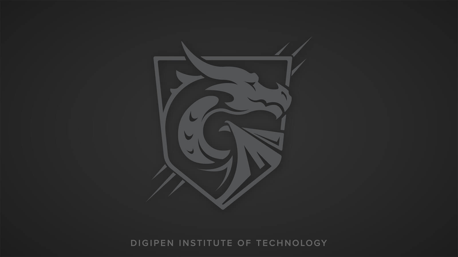 DigiPen Dragon mascot on black background