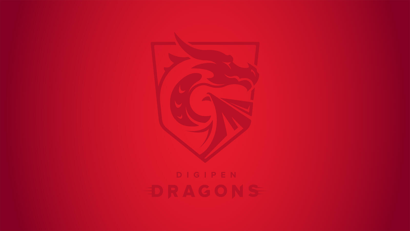 DigiPen Dragon mascot on red background