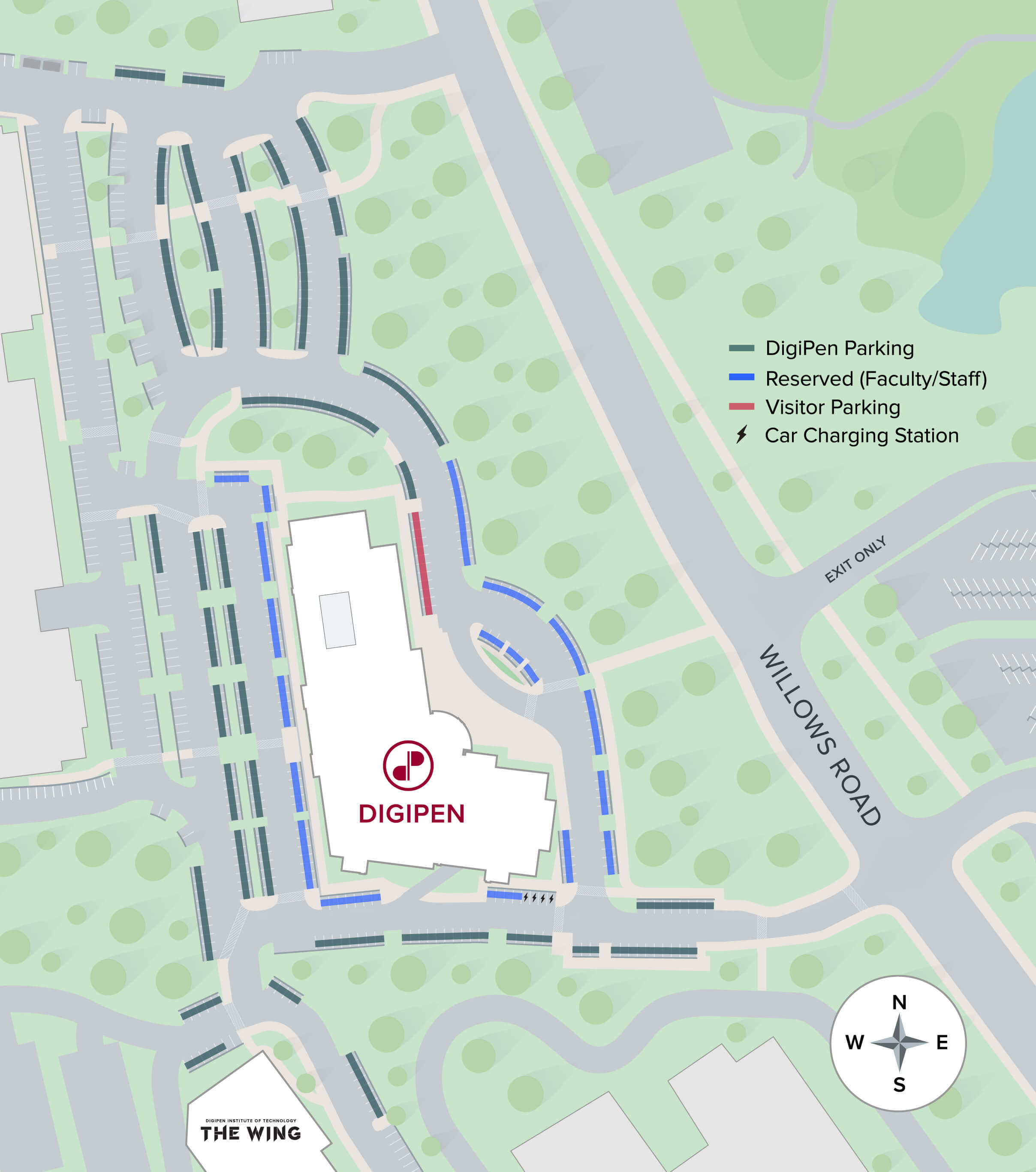Map of DigiPen parking area