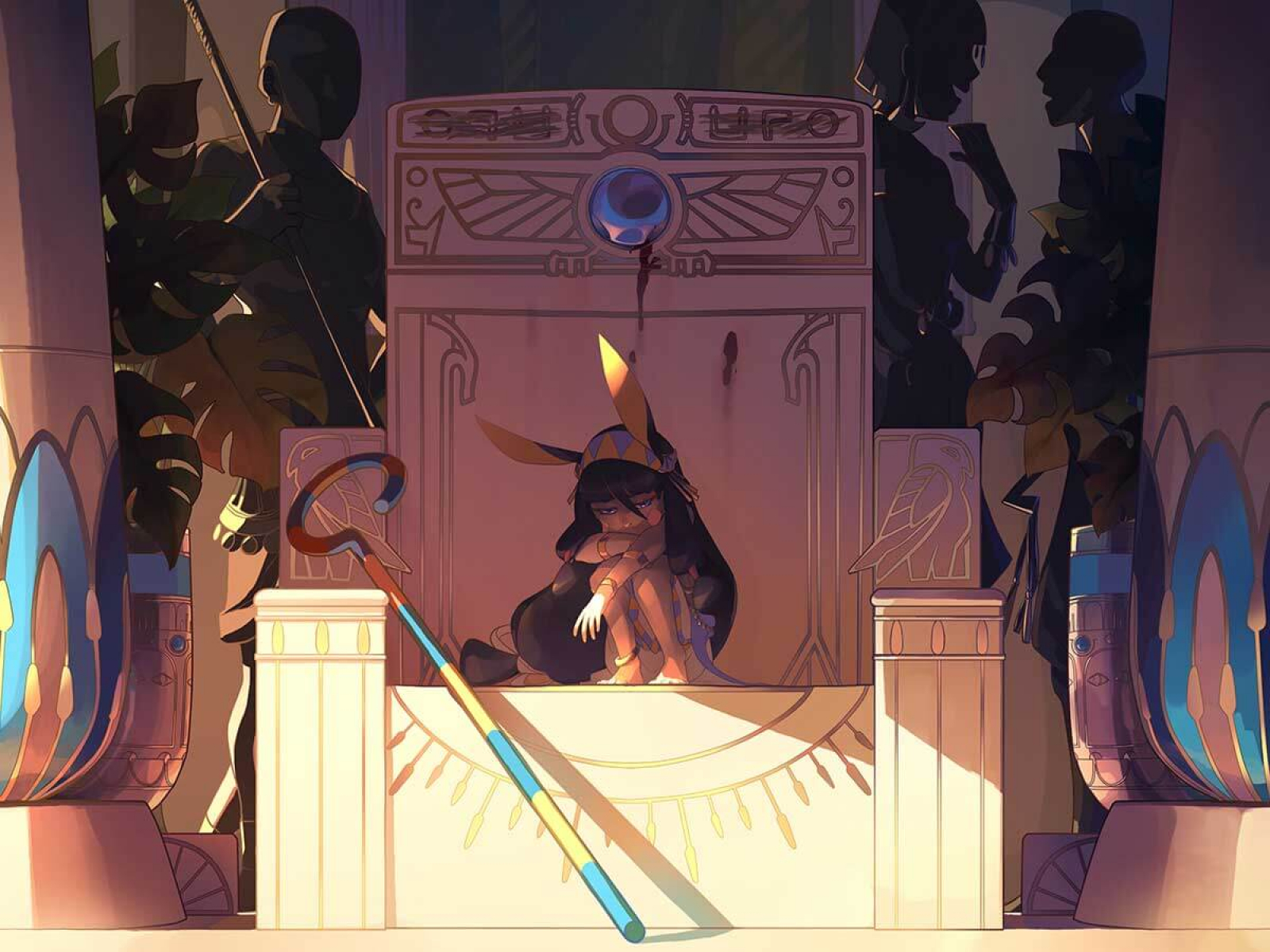 A young Egyptian child sitting on a throne.