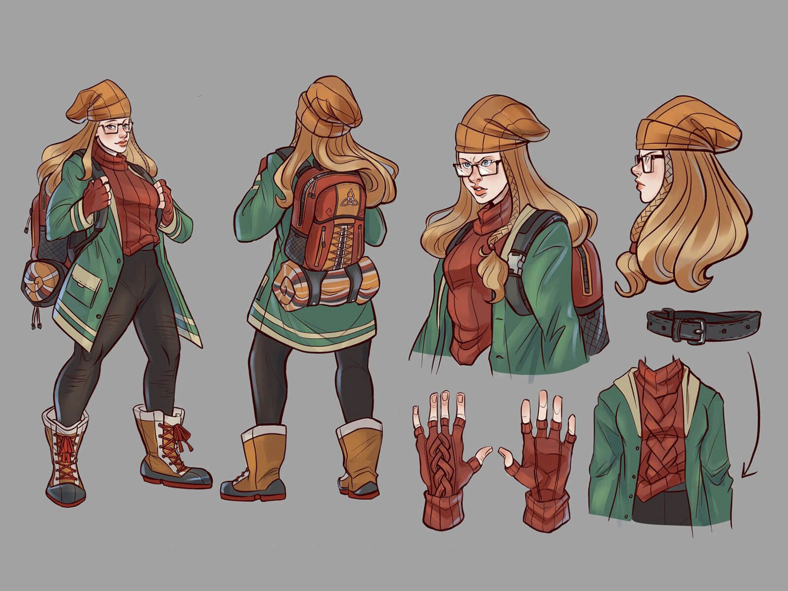 Woman in hiking outfit and gear