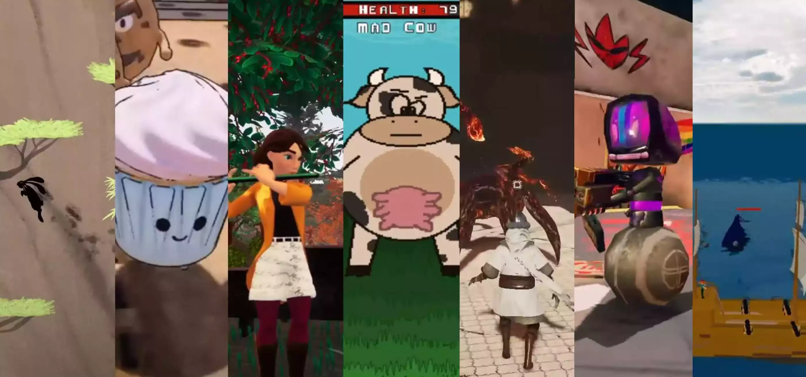 A collection of video game screenshots taken from 2020 DigiPen game team projects.