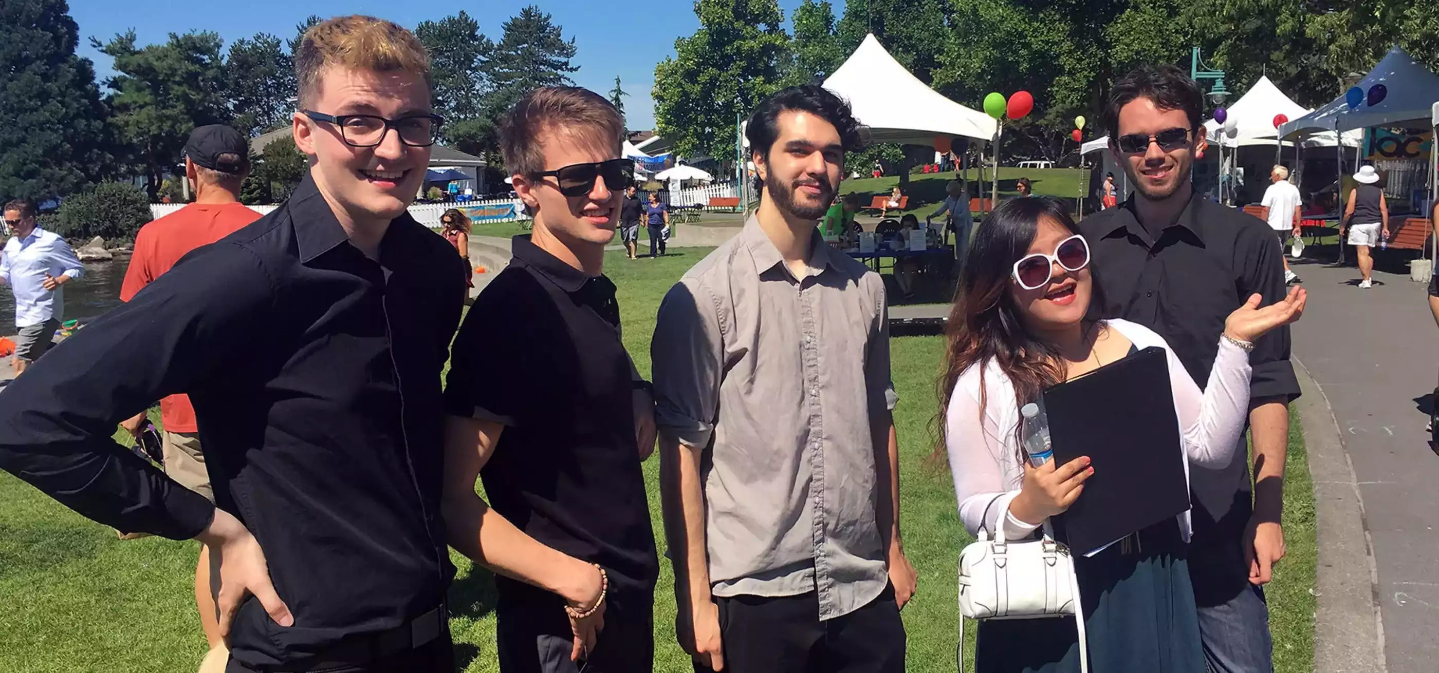 Members of the DigiPen Jazz Ensemble at Kirkland Summerfest on a beautiful sunny day