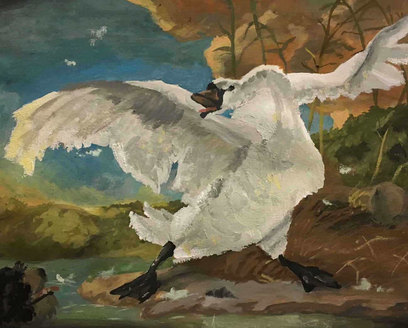 A painting of a swan.